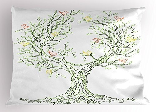 Árbol De La Vida Ambesonne Almohada Sham, De Árbol Con Hojas