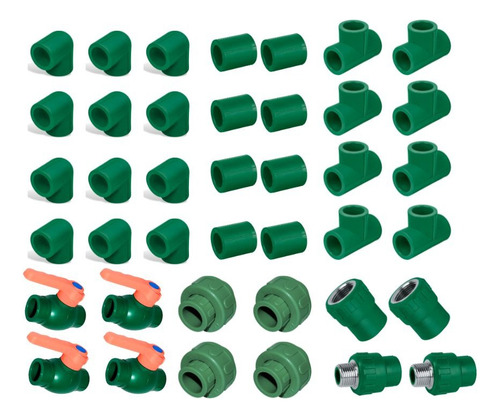 12 Codo 8 Cople Tee 4 Conector Valvula Tuerca Ppr 3/4 25mm