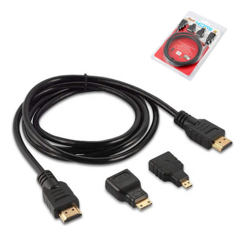 Cable Hdmi 3 En 1 Con Adaptador Mini Y Micro Hdmi 1080p Fhd