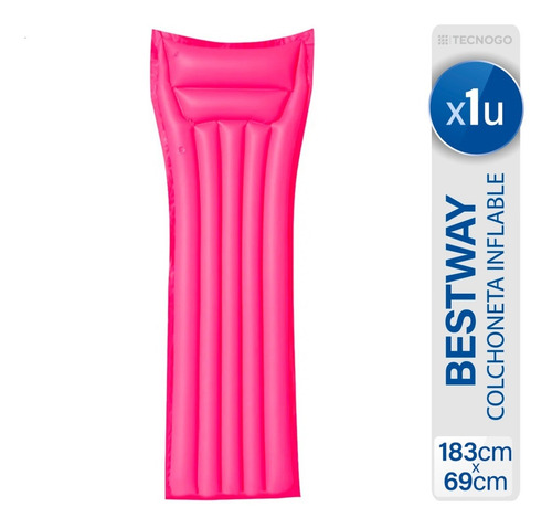 Imagen 2 de 7 de Inflables Flotador Colchoneta De Colores Bestway 183 Cm Rosa