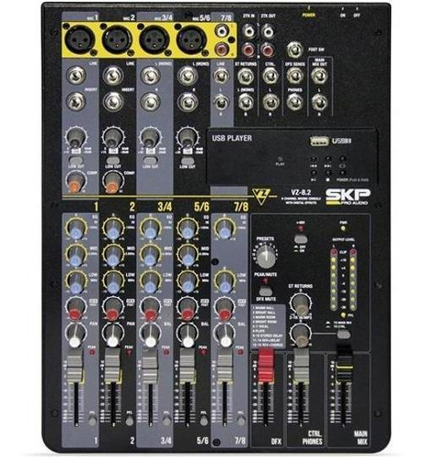 Mesa De Som Skp Vz-8.2 220v - Mixer Com Usb E 8 Canais