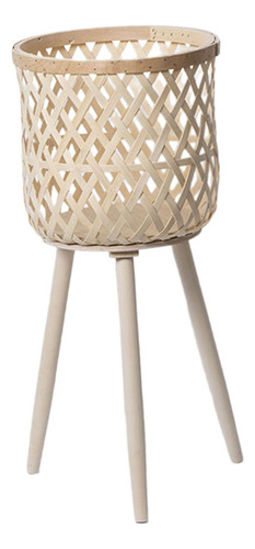 // Macetero De Suelo Con Cesta De Ratán, Beige 61x27,5cm