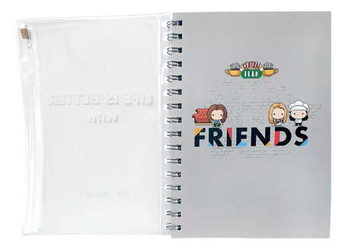 Libreta Anillada Serie Friends A5 Con Estuche Transparente