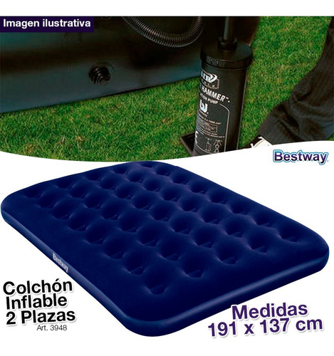 Colchon Inflable 2 Plazas Bestway 191 X 137 Cm + Inflador