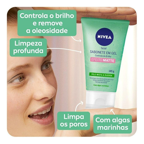 Kit Skincare Nivea Sab + Tônico + Hidr Gel + Filtro Solar 50