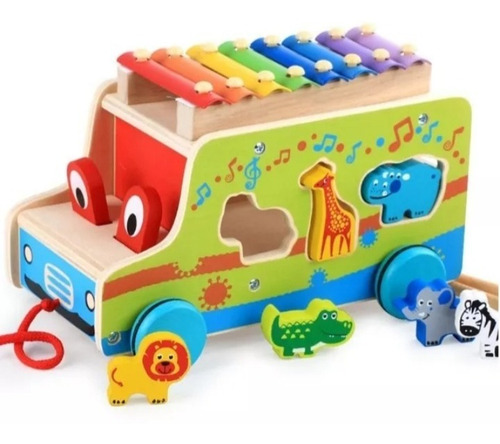 Juguetes De Madera Niños Didáctico Multifuncional Xilófono