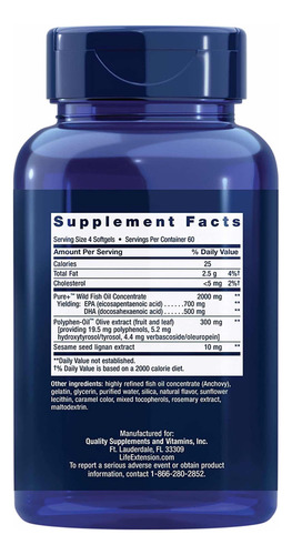 Life Extension Super Omega-3 Epa/dha Certificacion Ifos 5 240 Cápsulas Sin Sabor