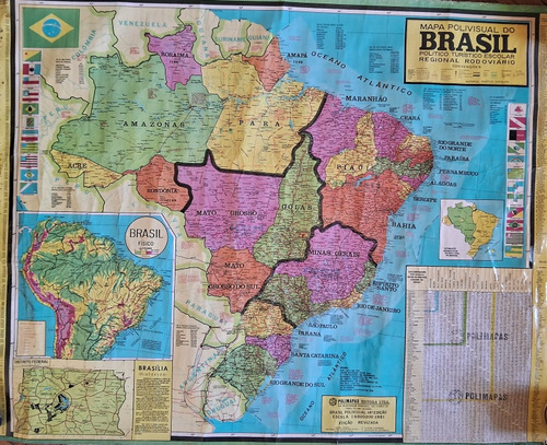 Mapa De Brasil De 1.14 X 0.82 Mts