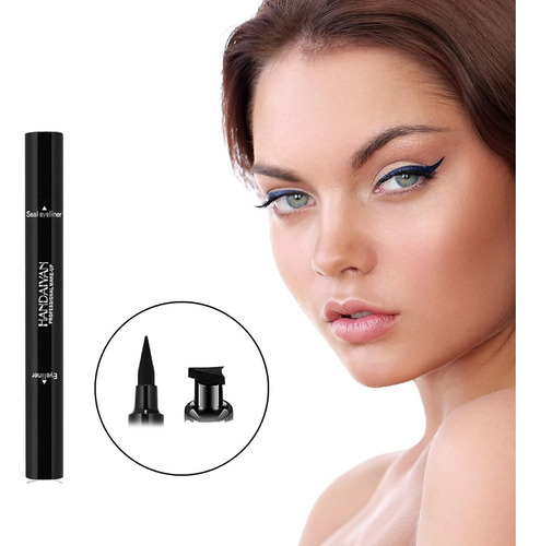 Delineador De Ojos Líquido Sello Cat Eyeliner 2pzs Indeleble Color Negro