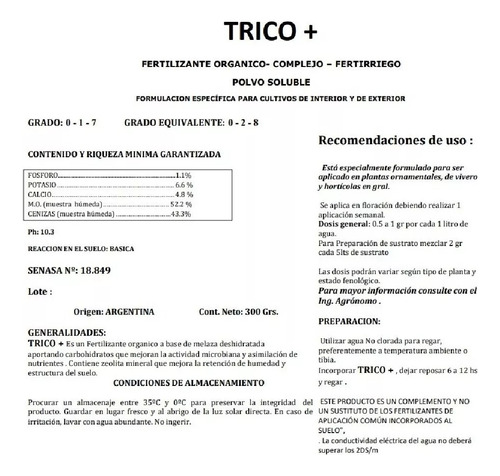 Trico+ Carbohidratos Aditivo Natural 100gr