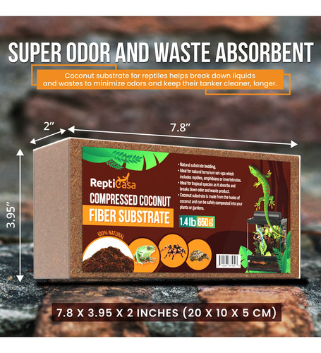 Sustrato Para Terrario Repticasa, Fibra De Coco Comprimida,