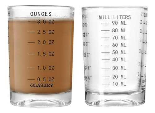 Juego De 2 Vasos Medidores De Vidrio De 3 Oz/90ml - Glaskey