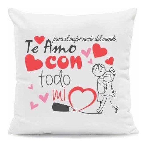 Cojines Personalizados Love Novios Amor Te Amo 40cm Corazón