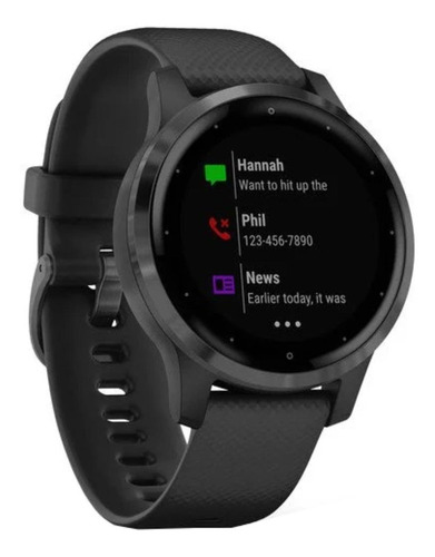Imagen 3 de 5 de Smartwatch Garmin Vivoactive 4S 1.1" caja 40mm de polímero reforzado con fibra black, malla black de silicona y bisel slate de acero inoxidable