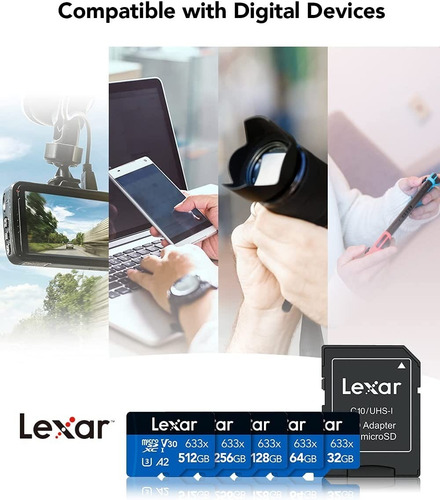 Tarjeta de memoria Lexar LSDMI128BB-633A High-Performance 633x con adaptador SD 128GB