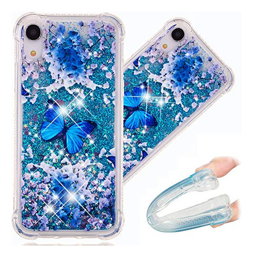 Cotdinforca iPhone XR Case, 3d Cute Painted Glitter Liquid S