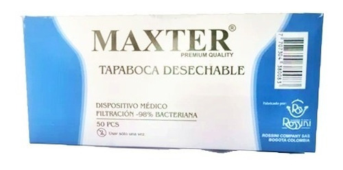 Mascarilla Tapabocas 3 Pliegues Termosellado X 50 Unid P98 