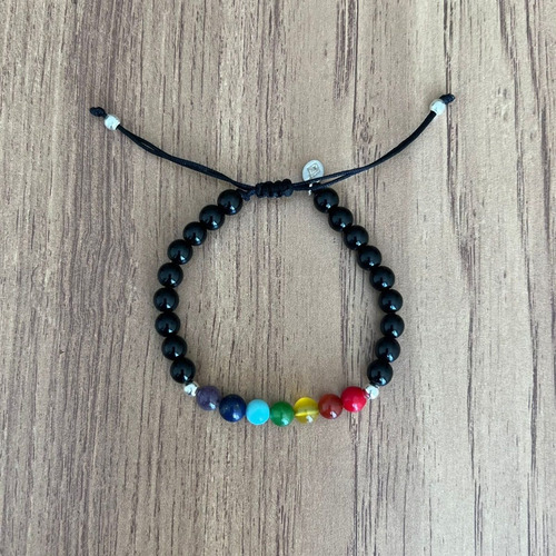 Imagen 5 de 10 de Pulsera 7 Chakras Con Onix Y Plata 925 Agalea Hombre Mujer