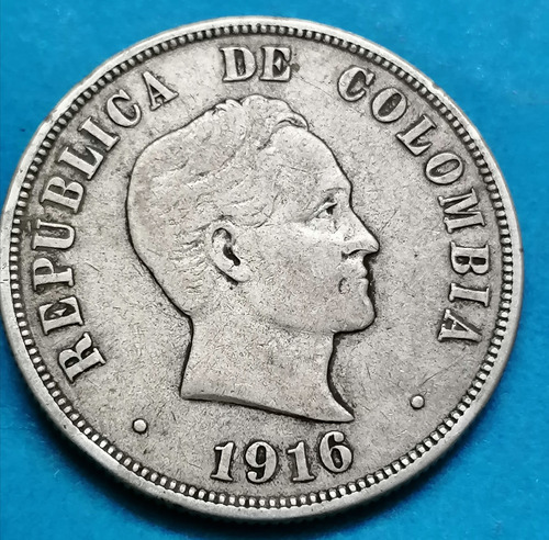 Colombia 50 Centavos 1916 Plata