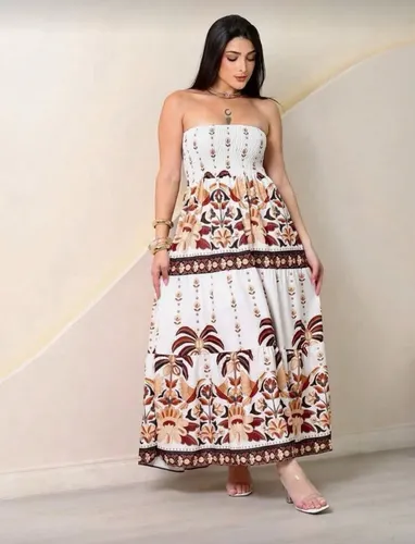 Vestido Tomara Que Caia Estampa Floral Tropical Blogueira