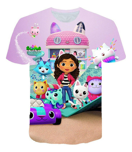 Camiseta Con Estampado Kawaii Cute Gabbys Dollhouse Para Niñ