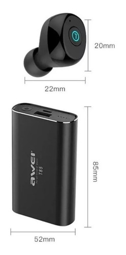 Fone De Ouvido Bluetooth Awei T85 C/ Case Earfone Sem Fio