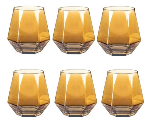 Set 6 Vasos Estilo Nordico Diamante Whiskey Cognac Ron