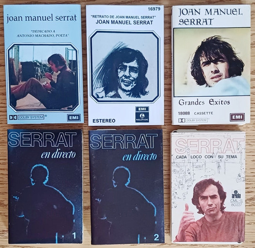 6 Cassetes Serrat Cada Loco En Directo 1y2 A Machado Retrato (Usado)