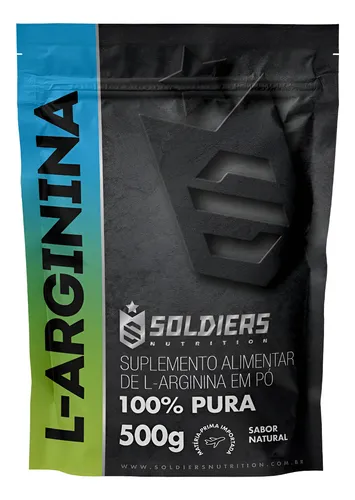 Arginina Em Pó 500g 100% Pura Soldiers Nutrition Performance e Recuperação Muscular
