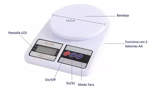 Balanza Peso Digital Cocina 10 Kilos Portatil Bateria Luz