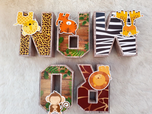 3 Letras 3d Animales De La Selva Bosque Candy Bar Decoracion