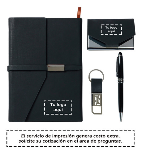 Set Ejecutivo Con 1 Libreta,1 Llavero ,1 Pluma Y 1 Tarjetero