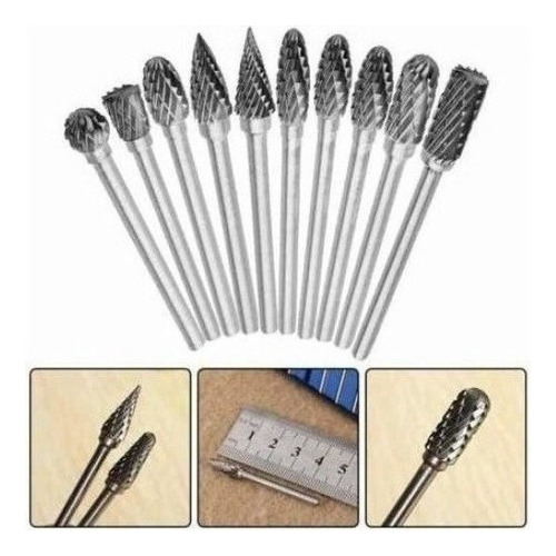 Kit Set 10 Puntas Lima Rotatoria 1/8 Carburo Para Dremel