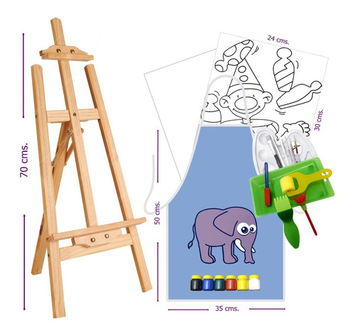Kit Pintura Para Niños Lienzo Con Diseño + Carton Telado.