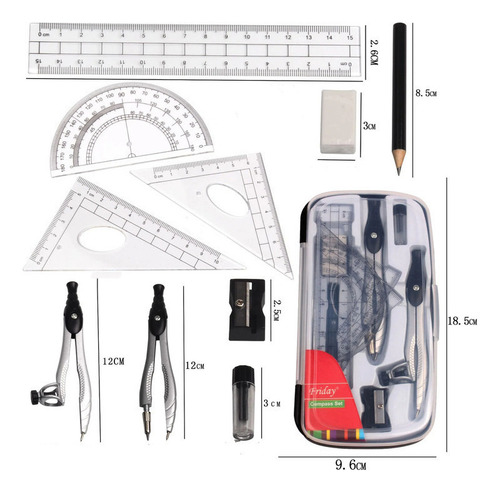 2025 Kit Escolar Juego De Regla De Dibujo Y Compás 10 Piezas