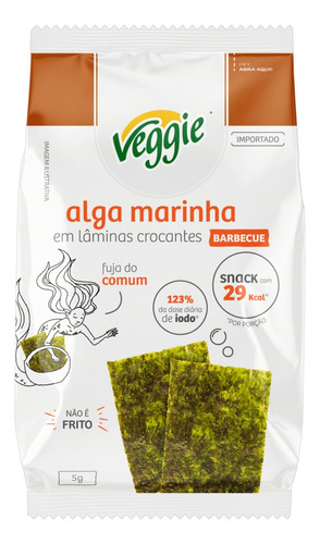 Snack Alga Marinha Barbecue Veggie Pacote 5g