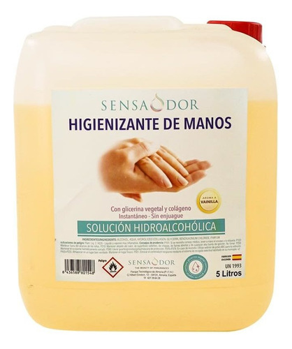 Liquido Sanitizante De Manos Aroma Vainilla Galon De 5l