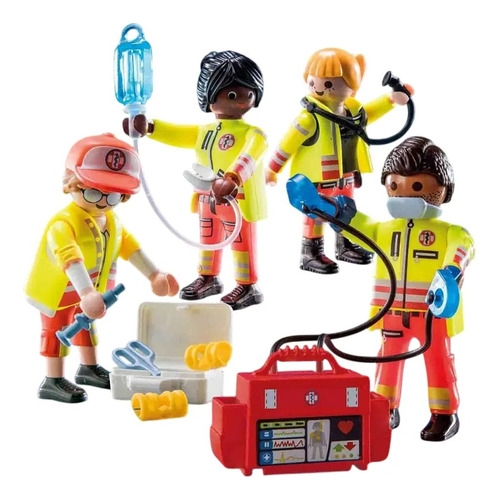Set Juguete Playmobil City Life Equipo De Rescate 25pcs Febo