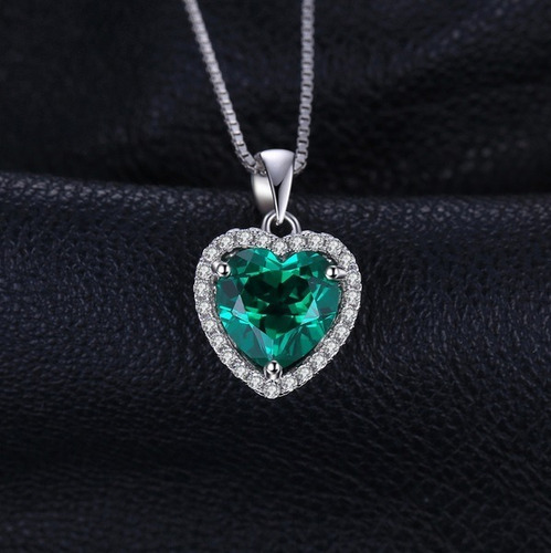 Imagen 3 de 7 de Collar Gota Para Mujer Con Esmeralda En Plata 925