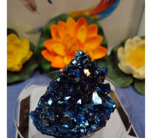 Drusa Cuarzo Aura Azul ( 125 Grs 8 Cm) Calidad Premium