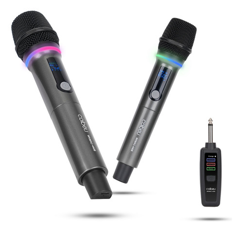 Kit 2 Microfone Rgb Sem Fio Profissional Uhf Com Receptor