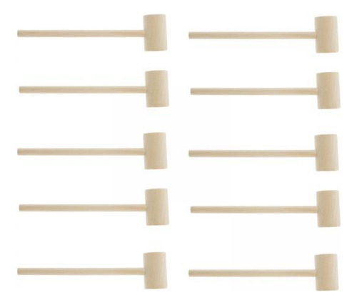 5 X 10 Juego De Mini Martillos De Madera Para Niños 14,7cm