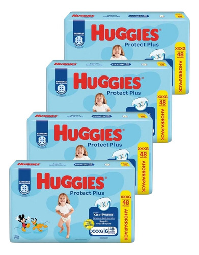 4un Huggies Protect Plus Xxxg X48 Para +18 Kilos Tamaño Xxxg