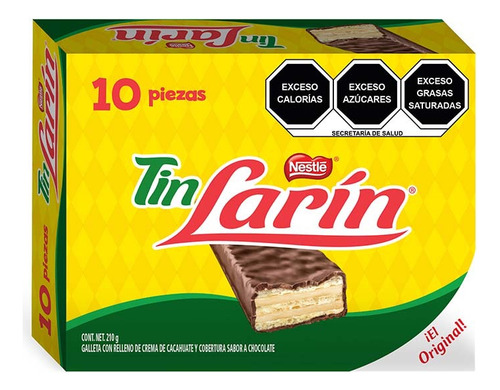 Tin Larín Chocolate Galleta Con Crema De Cacahuate 10pz 210g