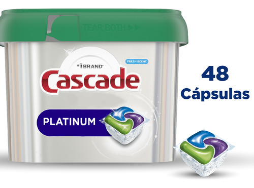 Detergente Lavavajillas Cascade Platinum Fresh, 48 Cápsulas