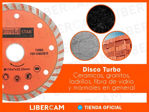 Imagen 7 de 10 de Disco Diamantado Para Amoladora Angular 115mm Turbo