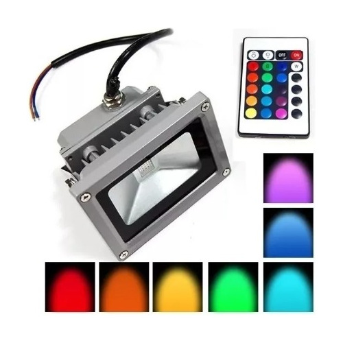 Foco Reflector Led Rgb 10w + Control - Ip 66 Resistente