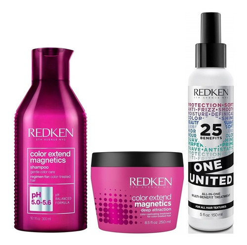 Shampoo Sin Sal + Mascarilla +one United Redken Color Extend