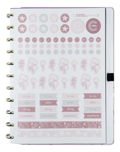 Caderno Inteligente Pink Blossom By Sof A5 Pequeno 8 Discos Cor Rosa
