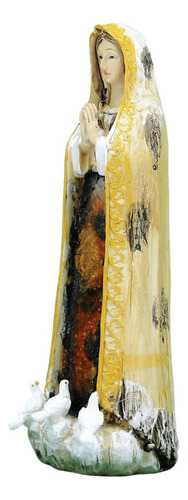 Imagem Nossa Senhora Fatima Resina Madeira Envelhecida 15cm
